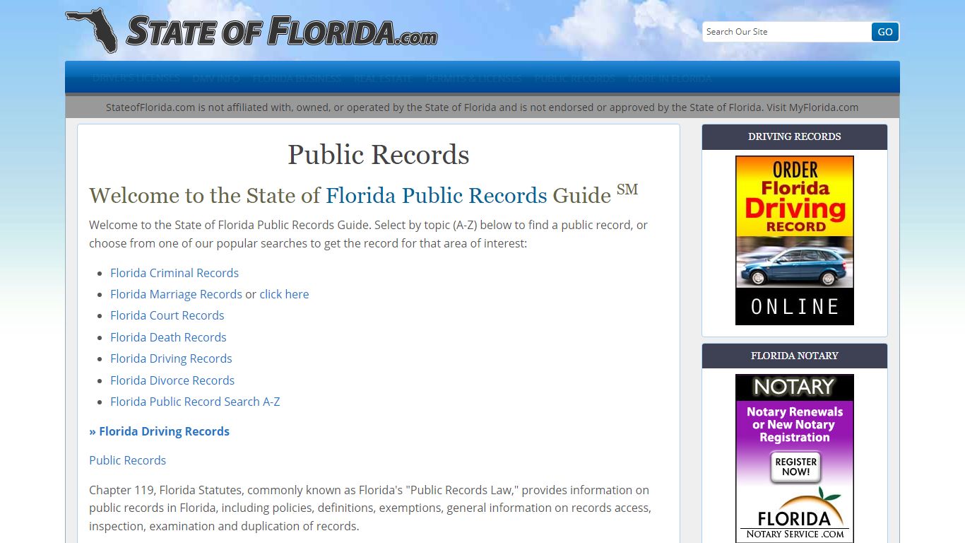 State of Florida.com | State of Florida Public Records Guide